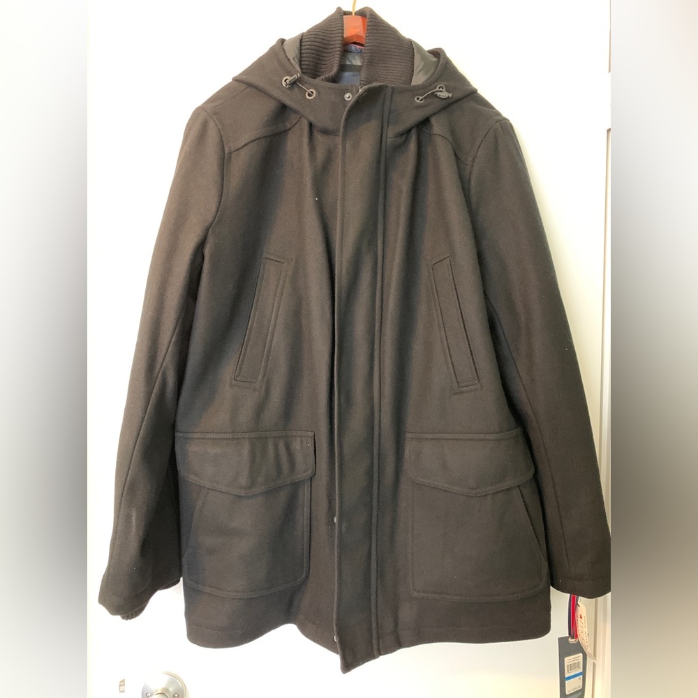 Men’s XL Tommy NWT Wool Zip Hooded Peacoat